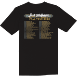 Black t-shirt featuring Zach Williams Fall Tour 2022 concert dates on the back.