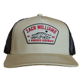 Trucker-style baseball cap with a ’Zach Williams A Hundred Highways’ patch on the front.