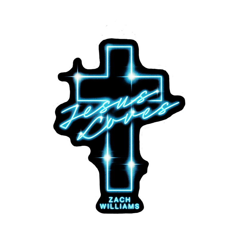 Jesus Loves Neon Cross Sticker